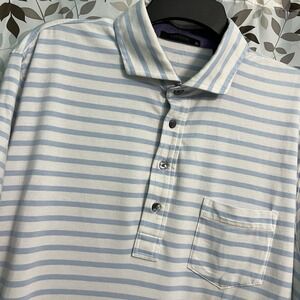 Greyson Polo Shirt Mens XL Blue White Striped Short Sleeve Performance Golf